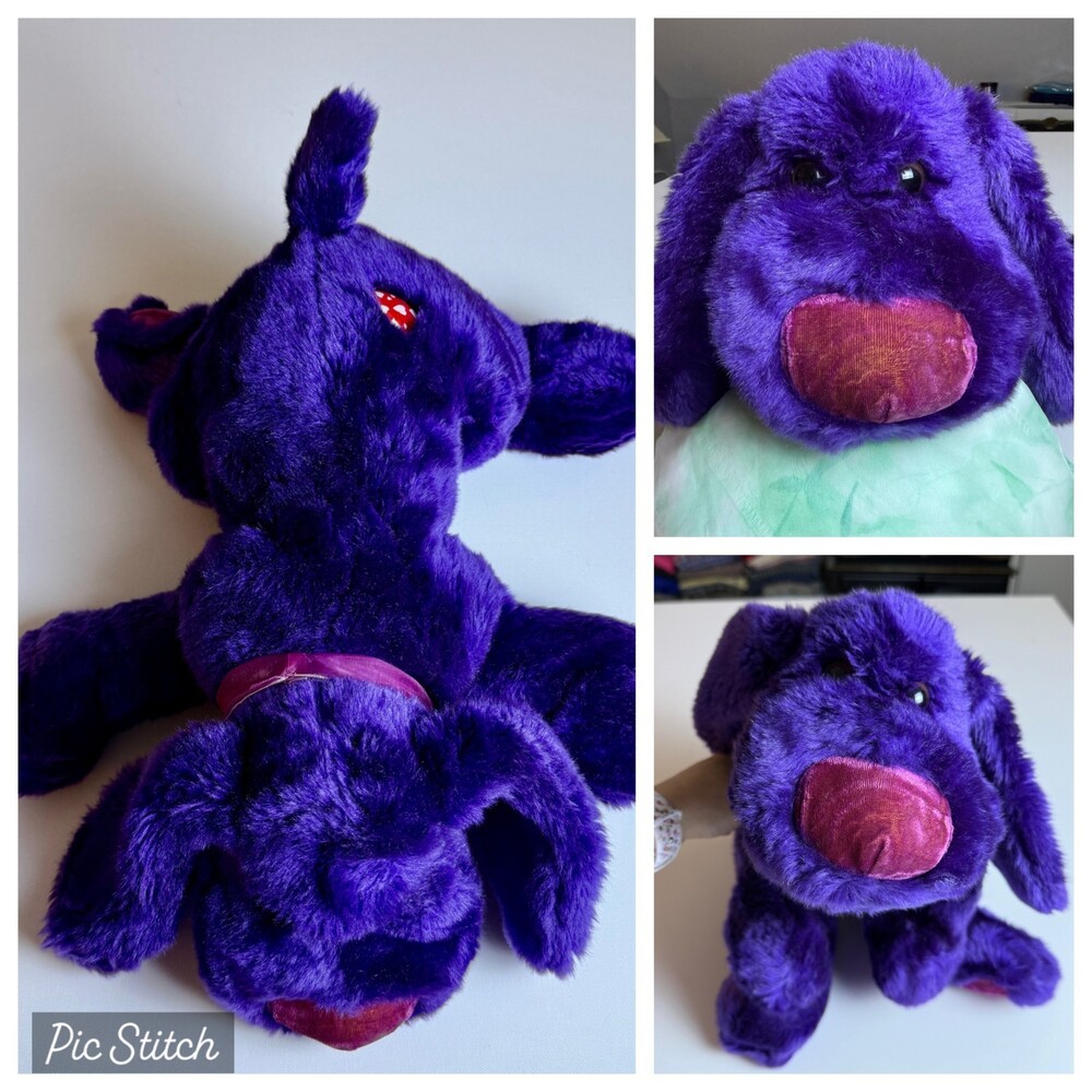 Dan Dee Large Vibrant Bright Purple & Pink Dog Plush Stuffed Animal - New Best